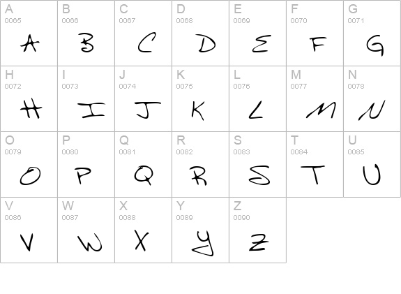 AdamsHand Regular uppercase A-Z preview