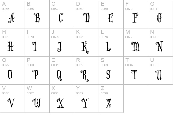 Addams-Capitals uppercase A-Z preview