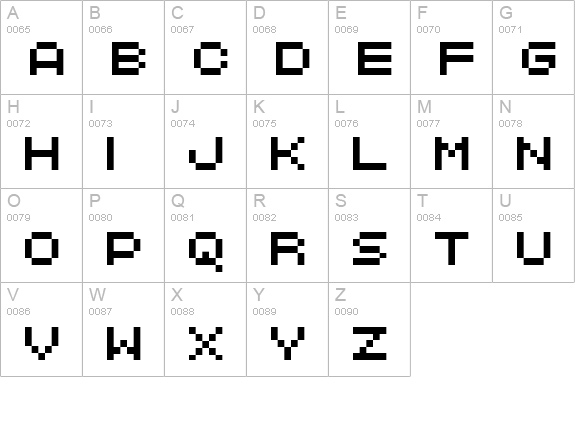 AddMBitmap06 uppercase A-Z preview