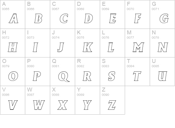 AdelonOutline-Heavy-Italic uppercase A-Z preview