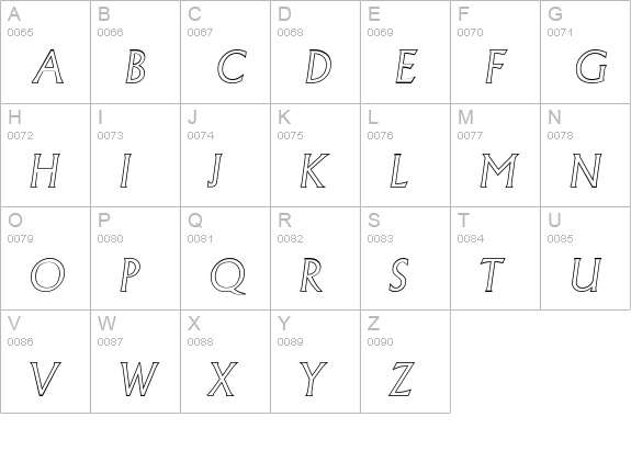 AdelonOutline-Light-Italic uppercase A-Z preview