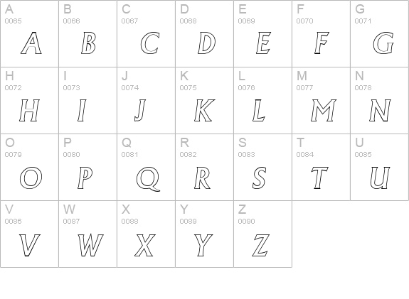 AdelonOutline-Medium-Italic uppercase A-Z preview