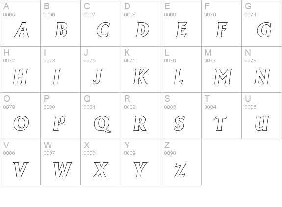 AdelonOutline-Xbold-Italic uppercase A-Z preview