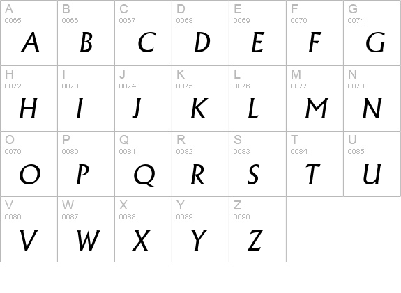 AdelonSerial-Italic uppercase A-Z preview