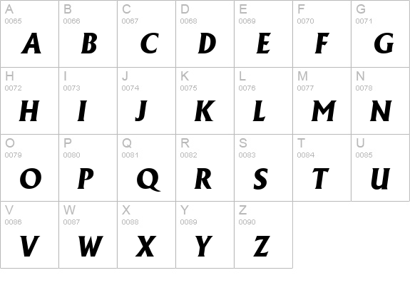 AdelonSerial-Xbold-Italic uppercase A-Z preview