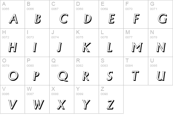AdelonShadow-Italic uppercase A-Z preview