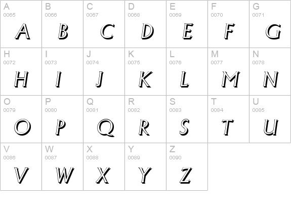 AdelonShadow-Light-Italic uppercase A-Z preview