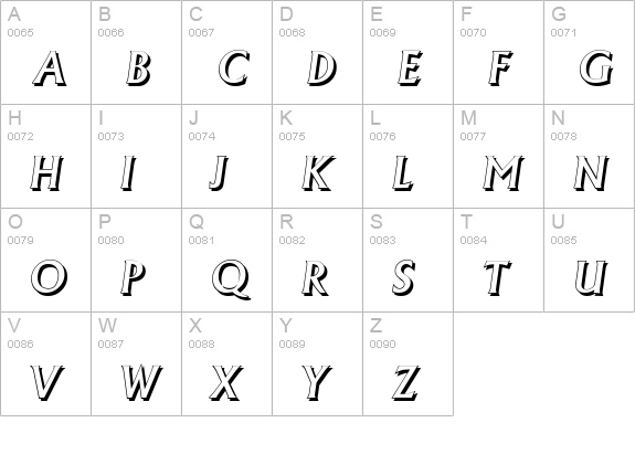 AdelonShadow-Medium-Italic uppercase A-Z preview