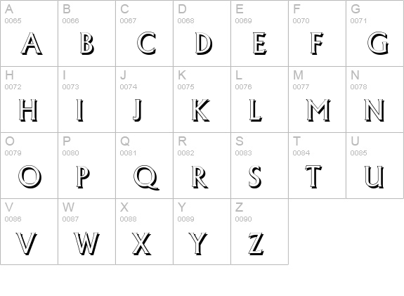 AdelonShadow-Regular uppercase A-Z preview
