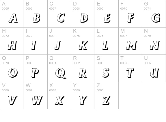 AdelonShadow-Xbold-Italic uppercase A-Z preview