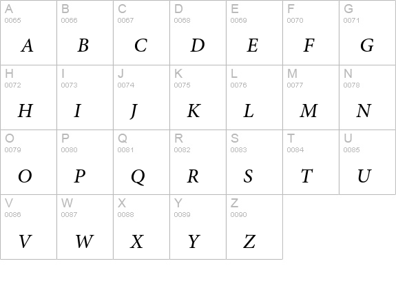 Adobe Arabic Italic uppercase A-Z preview