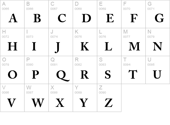 Adobe Caslon Bold uppercase A-Z preview