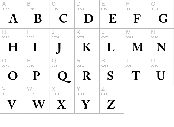 Adobe Caslon Pro Bold uppercase A-Z preview