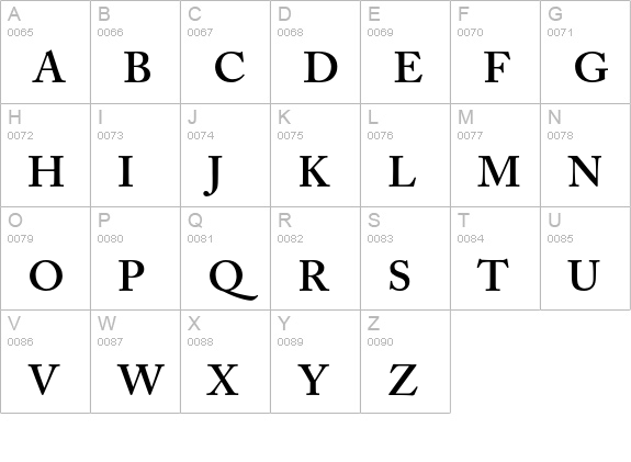 Adobe Caslon Semibold uppercase A-Z preview