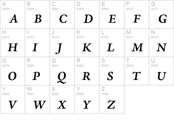 Adobe Jenson Pro Bold Italic Caption uppercase A-Z preview