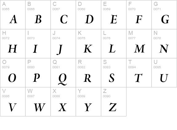 Adobe Jenson Pro Bold Italic Subhead uppercase A-Z preview