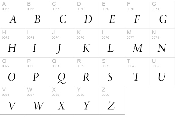 Adobe Jenson Pro Italic Display uppercase A-Z preview