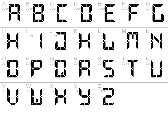 Advanced Pixel LCD-7 uppercase A-Z preview