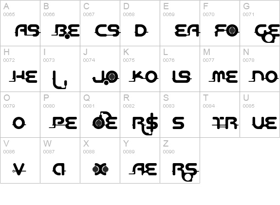 AeosLigature uppercase A-Z preview