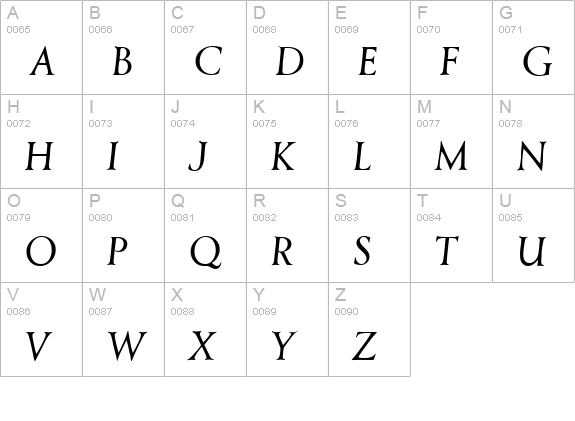 Aesop-Italic uppercase A-Z preview