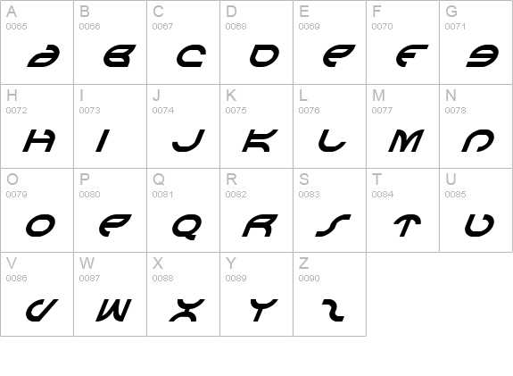 Aetherfox Italic uppercase A-Z preview
