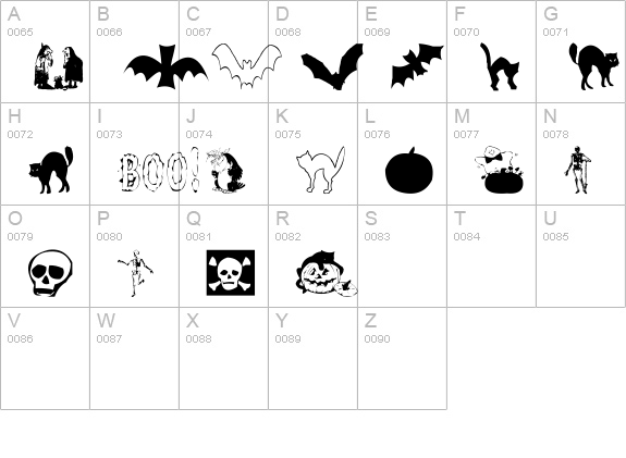 AEZ halloween dingbats uppercase A-Z preview