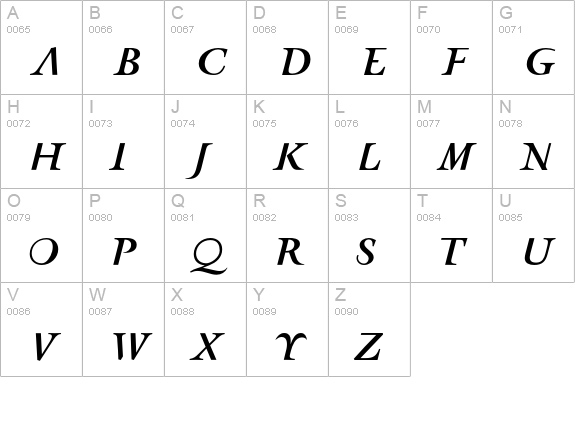 AFRetrospecta-BoldItalic uppercase A-Z preview