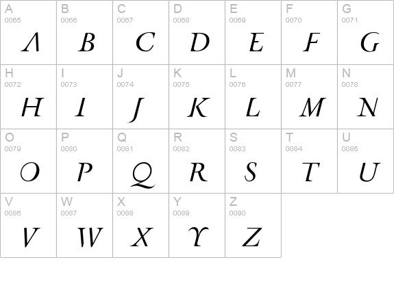 AFRetrospecta-Italic uppercase A-Z preview