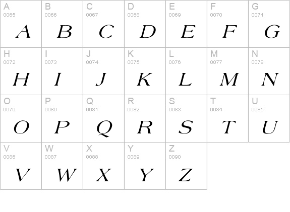 Agate Italic uppercase A-Z preview