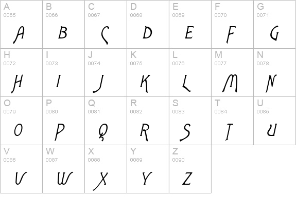 Agatha Italic uppercase A-Z preview