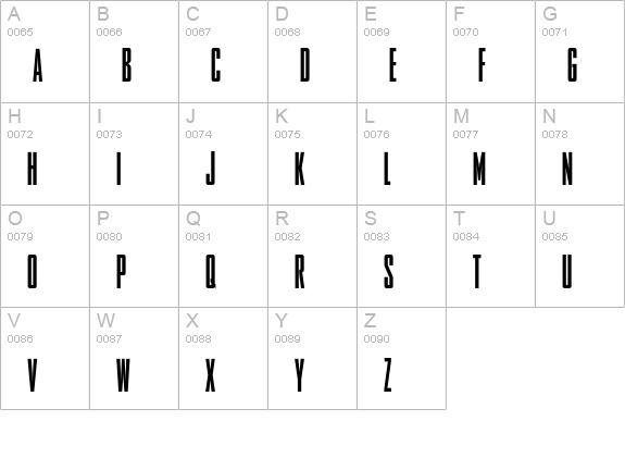 AgencyFB-BoldCompressed uppercase A-Z preview