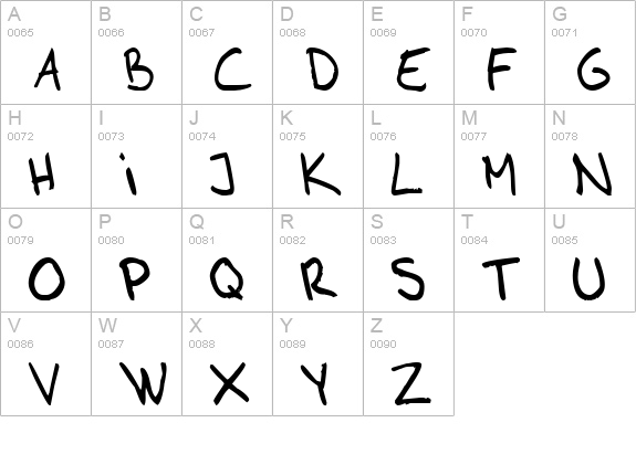 AhnbergHand uppercase A-Z preview