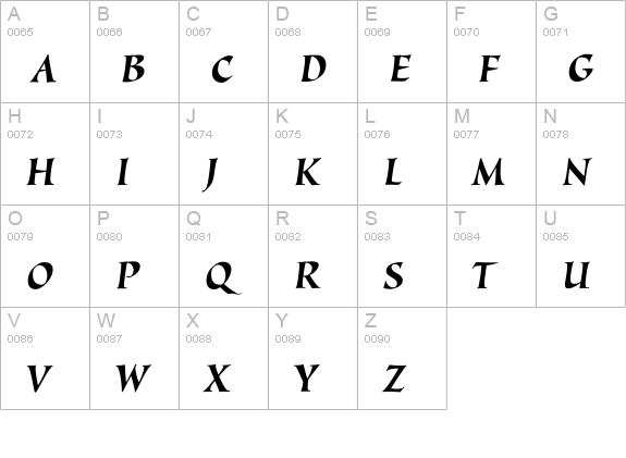 AIAlexiaItalic uppercase A-Z preview
