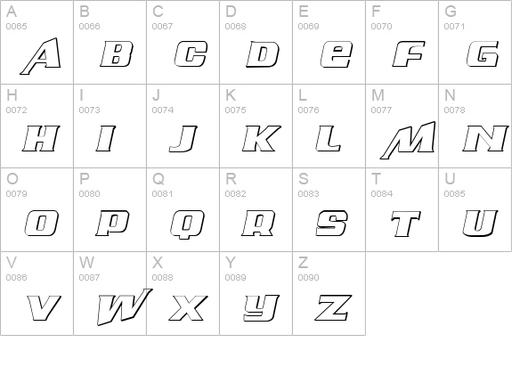 Air Millhouse Outline uppercase A-Z preview