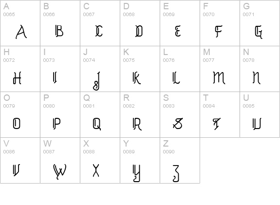Akashi MF uppercase A-Z preview