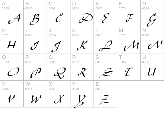 Aladdin Italic uppercase A-Z preview