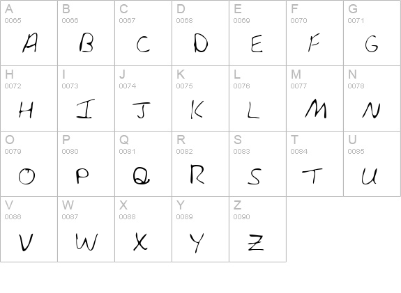 AlainasHand Regular uppercase A-Z preview