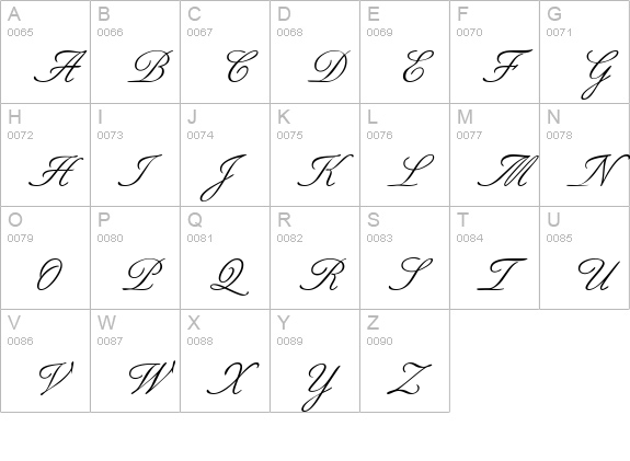 AldridgeScriptSSK uppercase A-Z preview