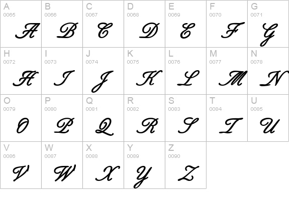 AldridgeScriptSSK Bold uppercase A-Z preview