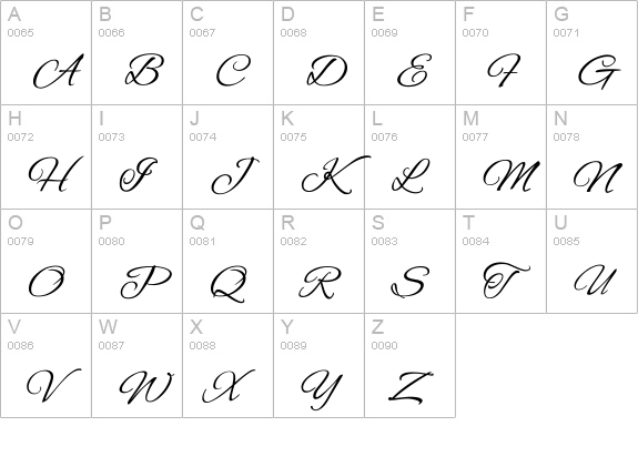 Alex Brush uppercase A-Z preview