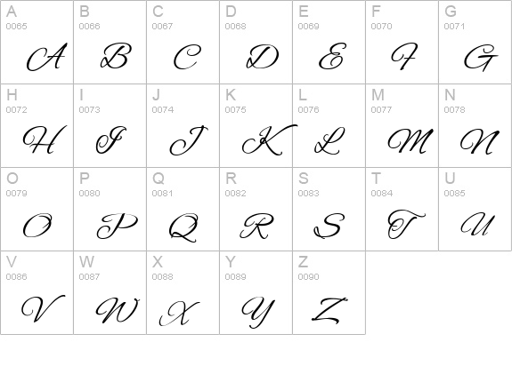 AlexBrush uppercase A-Z preview