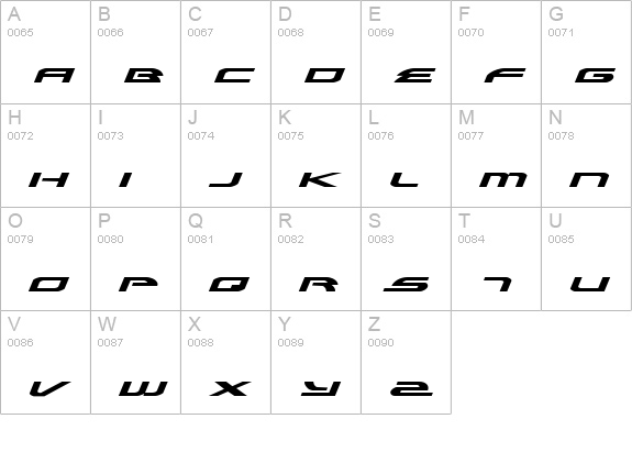 Alexis Expanded Italic uppercase A-Z preview