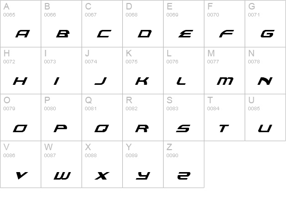 Alexis Lower Case Italic uppercase A-Z preview