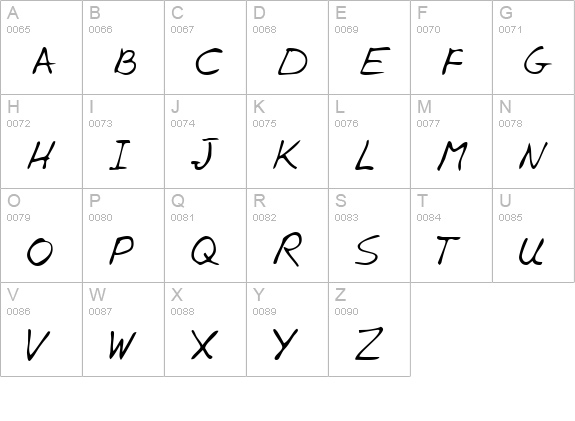 AlexsHand Regular uppercase A-Z preview