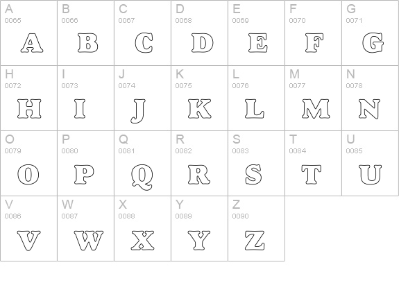 Alfredo Heavy Hollow uppercase A-Z preview