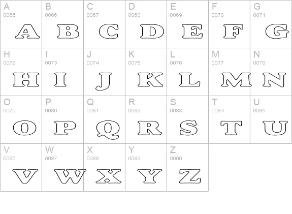 Alfredo Heavy Hollow Expanded uppercase A-Z preview