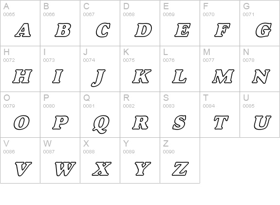 Alfredo Heavy Hollow Wide Bold Italic uppercase A-Z preview