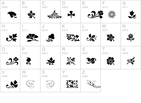 Alien-Ornaments uppercase A-Z preview