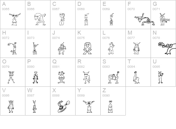Alien Twits uppercase A-Z preview