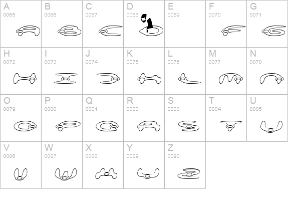 alienation Outline uppercase A-Z preview